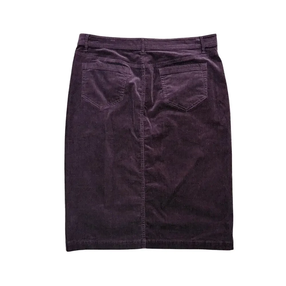 J.Jill Corduroy Midi Skirt Maroon Casual Career Closet Staple Elevated Basic 14